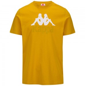 Men Kappa Authentic Estessi T-Shirt Yellow | 402713-SVN