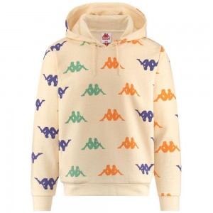 Men Kappa Authentic Fancy Hoodie Beige | 136249-RIE