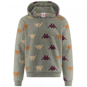 Men Kappa Authentic Fancy Hoodie Grey | 047193-FME