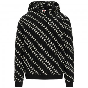 Men Kappa Authentic Fancy Organic Hoodie Black | 102389-BLI