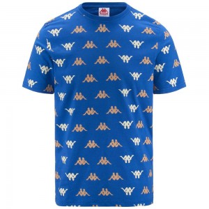 Men Kappa Authentic Fool Organic T-Shirt Blue | 801576-YIV