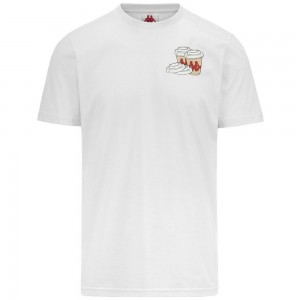 Men Kappa Authentic Graphik Lampha T-Shirt White | 473051-DWY