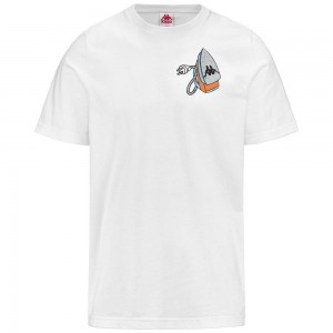 Men Kappa Authentic Graphik Lloyd T-Shirt White | 546378-SNK