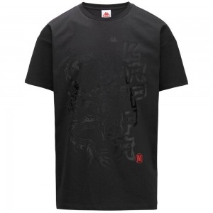 Men Kappa Authentic Jpn Gala T-Shirt Black | 042839-QZU