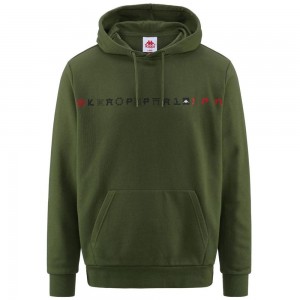 Men Kappa Authentic Jpn Gatiel Hoodie Green | 974506-LAR