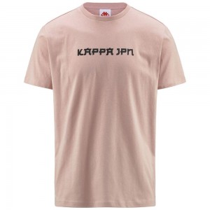 Men Kappa Authentic Jpn Glifer T-Shirt Pink | 567498-WTY