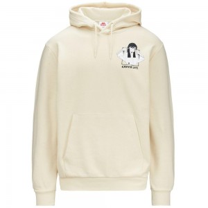 Men Kappa Authentic Jpn Grufi Hoodie Beige | 521680-RHA