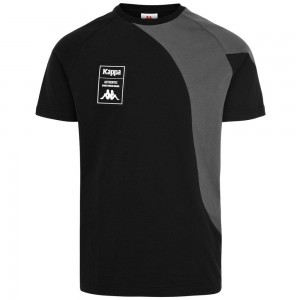 Men Kappa Authentic Tech Vuchik T-Shirt Black | 147803-QNE