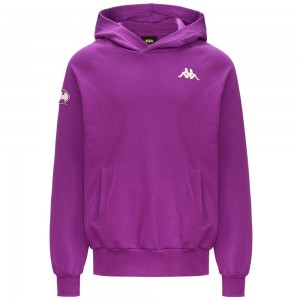 Men Kappa Authentic Zefiro Warner Bros Hoodie Purple | 371028-XFC