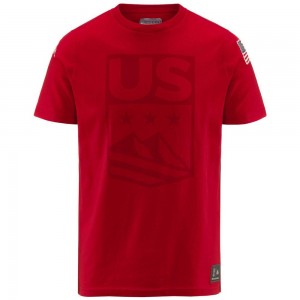 Men Kappa Ayba2 Skud Us T-Shirt Red | 372098-XMU