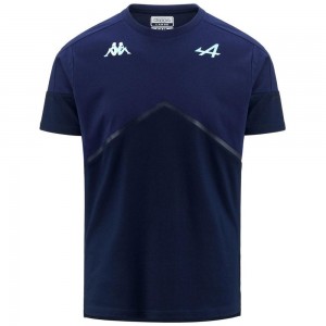 Men Kappa Aybi Alpine F1 T-Shirt Navy | 683925-AEZ