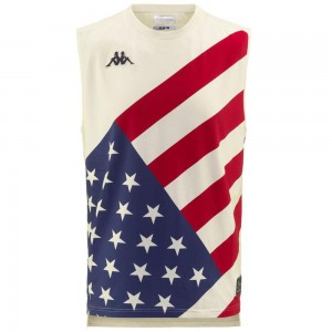 Men Kappa Drideca Us Tank Top White | 249675-VPU