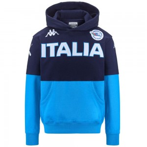 Men Kappa Eroi Hood Italia Fick Hoodie Blue | 974352-LXT