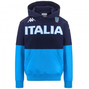 Men Kappa Eroi Hood Italia Fis Hoodie Blue | 950682-FWP