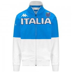 Men Kappa Eroi Jkt Italia Fig Jacket Blue | 152876-ZXT