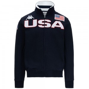 Men Kappa Eroi Jkt Usa Us Jacket Navy | 126079-ZMG