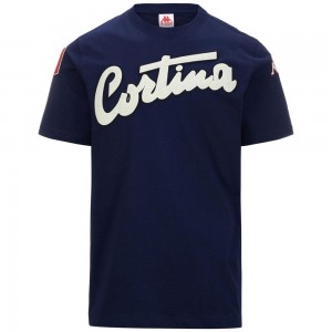 Men Kappa Eroi Tee Cortina T-Shirt Navy | 418295-KNH