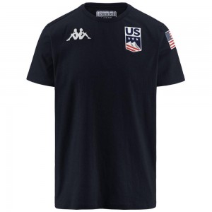 Men Kappa Estessi Us T-Shirt Navy | 086471-JMX