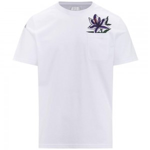 Men Kappa Fevvox Fiorentina T-Shirt White | 691280-DMV