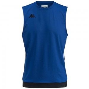 Men Kappa Kombat Drum Tank Top Blue | 431068-GVJ