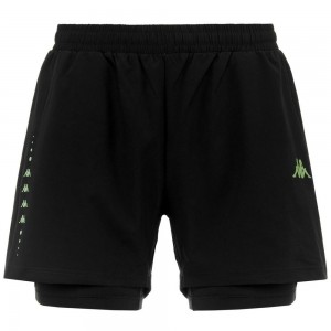 Men Kappa Kombat Fio Shorts Black | 098176-TWK