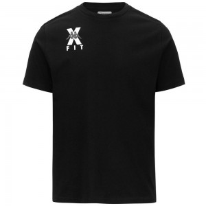 Men Kappa Kombat Wkt Ecairo T-Shirt Black | 285637-ZUJ