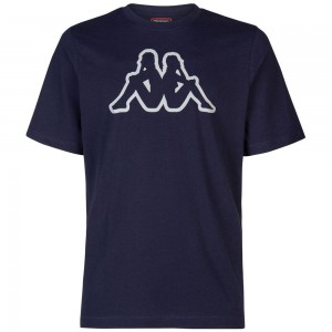 Men Kappa Logo Amberis T-Shirt Navy | 316074-URL