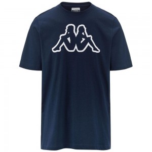 Men Kappa Logo Amberis T-Shirt Navy | 396750-BQE