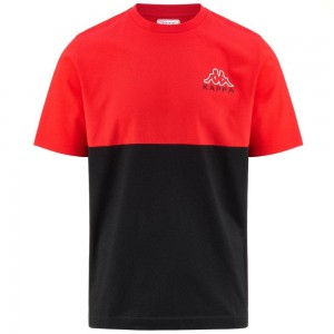 Men Kappa Logo Edwin T-Shirt Red | 679830-UVE