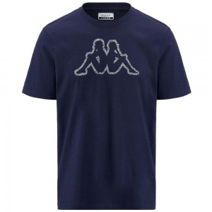 Men Kappa Logo Enea T-Shirt Navy | 627314-WPN