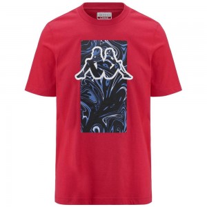 Men Kappa Logo Ezio T-Shirt Red | 817460-XEW