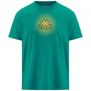 Men Kappa Logo Fardios T-Shirt Green | 415387-LSE