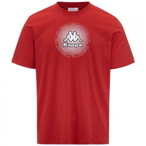 Men Kappa Logo Fardios T-Shirt Red | 841327-QZB