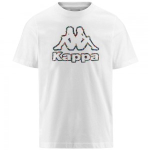 Men Kappa Logo Fario T-Shirt White | 128703-VQI