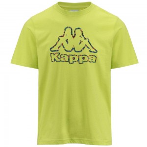 Men Kappa Logo Fario T-Shirt Yellow | 952710-EDQ