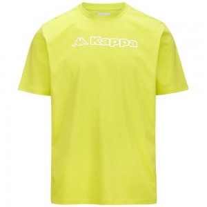 Men Kappa Logo Feddu T-Shirt Yellow | 082613-YLJ