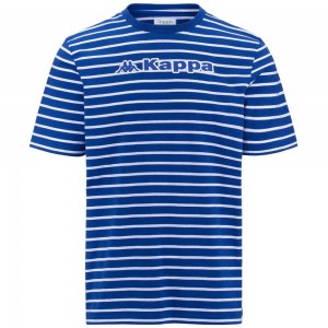 Men Kappa Logo Feric T-Shirt Blue | 875329-GLQ