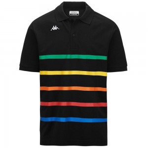 Men Kappa Logo Feystripe Polo Shirt Black | 803962-WIV