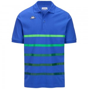 Men Kappa Logo Feystripe Polo Shirt Blue | 537018-ZSA