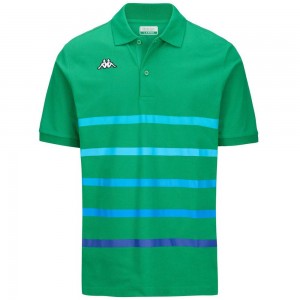 Men Kappa Logo Feystripe Polo Shirt Green | 726804-TJI