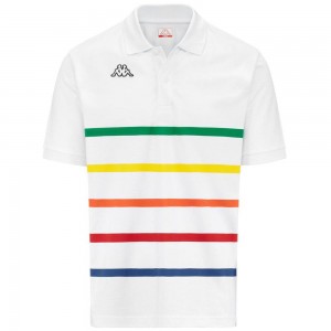 Men Kappa Logo Feystripe Polo Shirt White | 942085-SRE