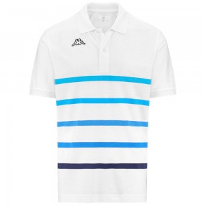 Men Kappa Logo Feystripe Polo Shirt White | 459032-DHI