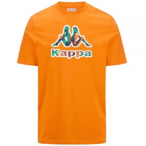 Men Kappa Logo Fioro T-Shirt Orange | 829176-CNJ