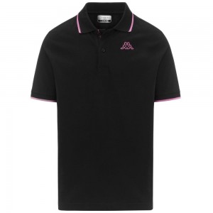 Men Kappa Logo Flu Polo Shirt Black | 974608-MXC