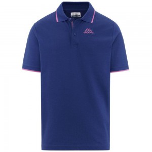 Men Kappa Logo Flu Polo Shirt Blue | 670138-XYN