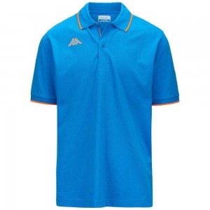 Men Kappa Logo Flu Polo Shirt Blue | 751360-TBS