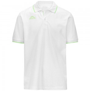 Men Kappa Logo Flu Polo Shirt White | 714982-CKO