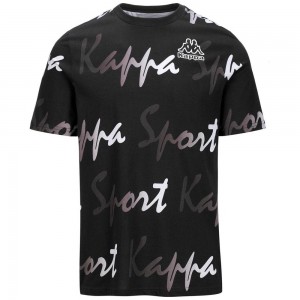 Men Kappa Logo Fogro T-Shirt Black | 451697-JLQ