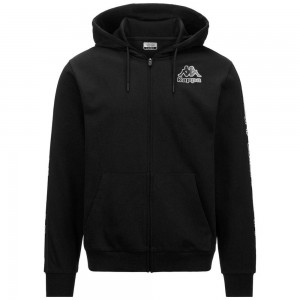 Men Kappa Logo Fomino Hoodie Black | 564718-BFY