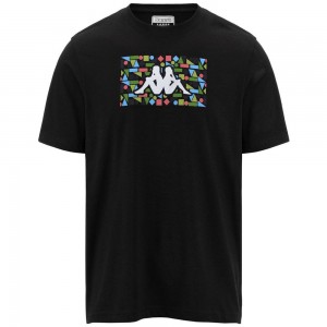 Men Kappa Logo Frezami T-Shirt Black | 047691-FYT